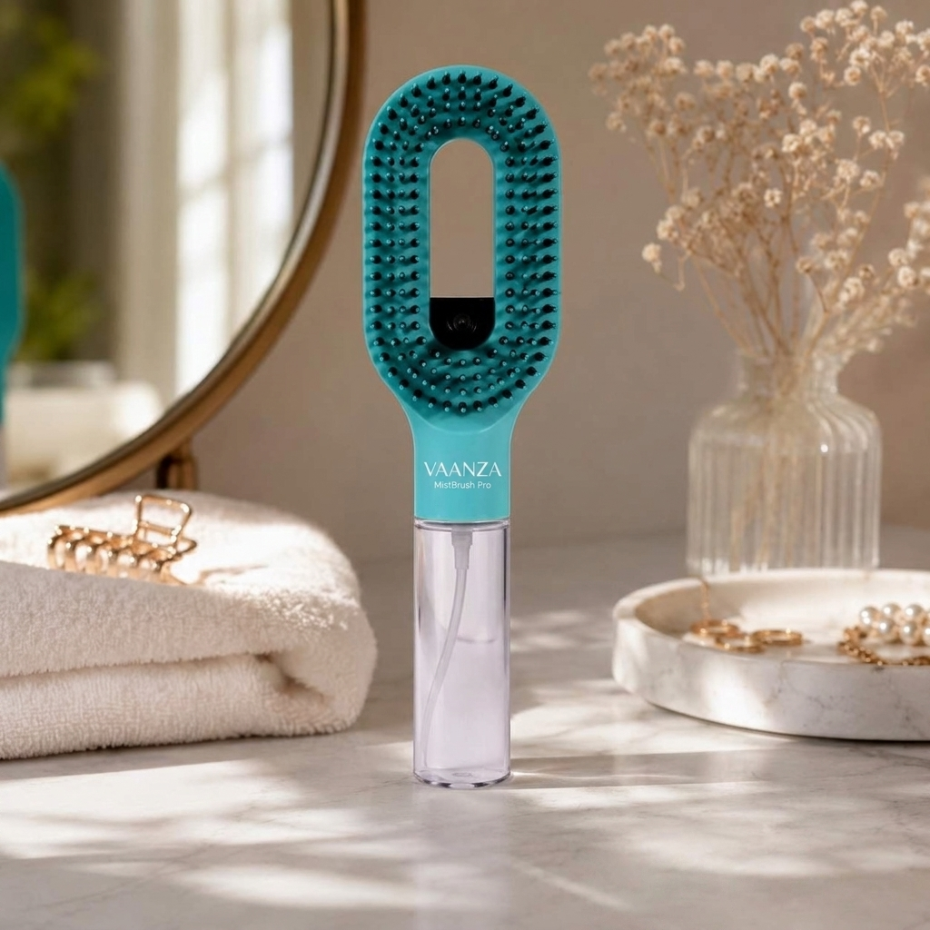 Vaanza MistBrush Pro spray haarborstel - Babyblauw
