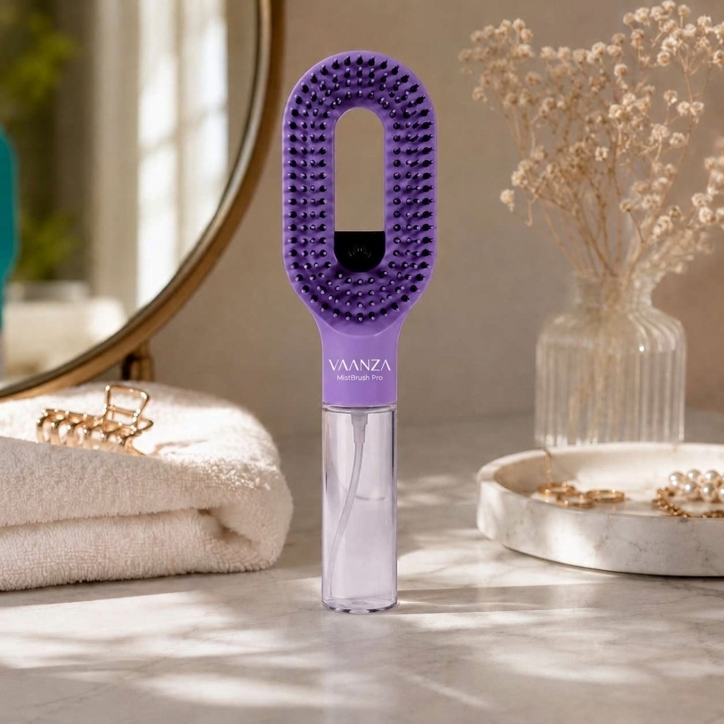 Vaanza MistBrush Pro spray haarborstel - Paars