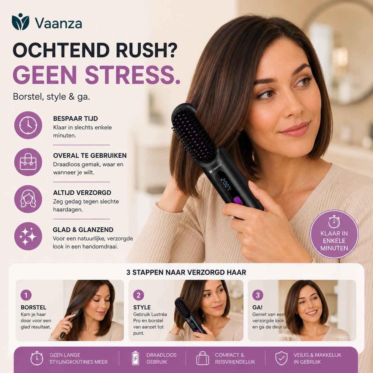 Lustréa Pro™ - Draadloze Stijl Borstel - Vaanza