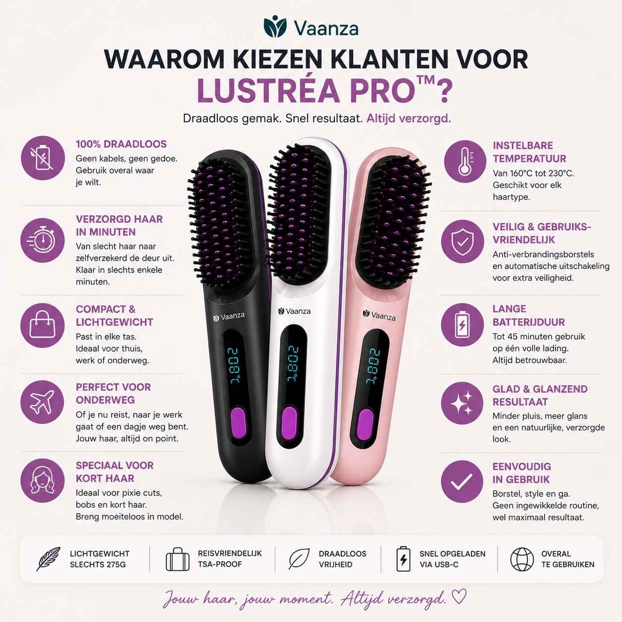 Lustréa Pro™ - Draadloze Stijl Borstel - Vaanza